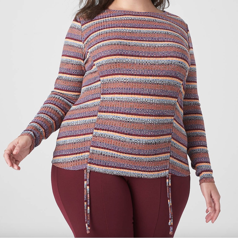 Lane Bryant size 22/24 Fitted Crop Adjustable Drawcord-Detail Long Sleeve Tee - Picture 3 of 6
